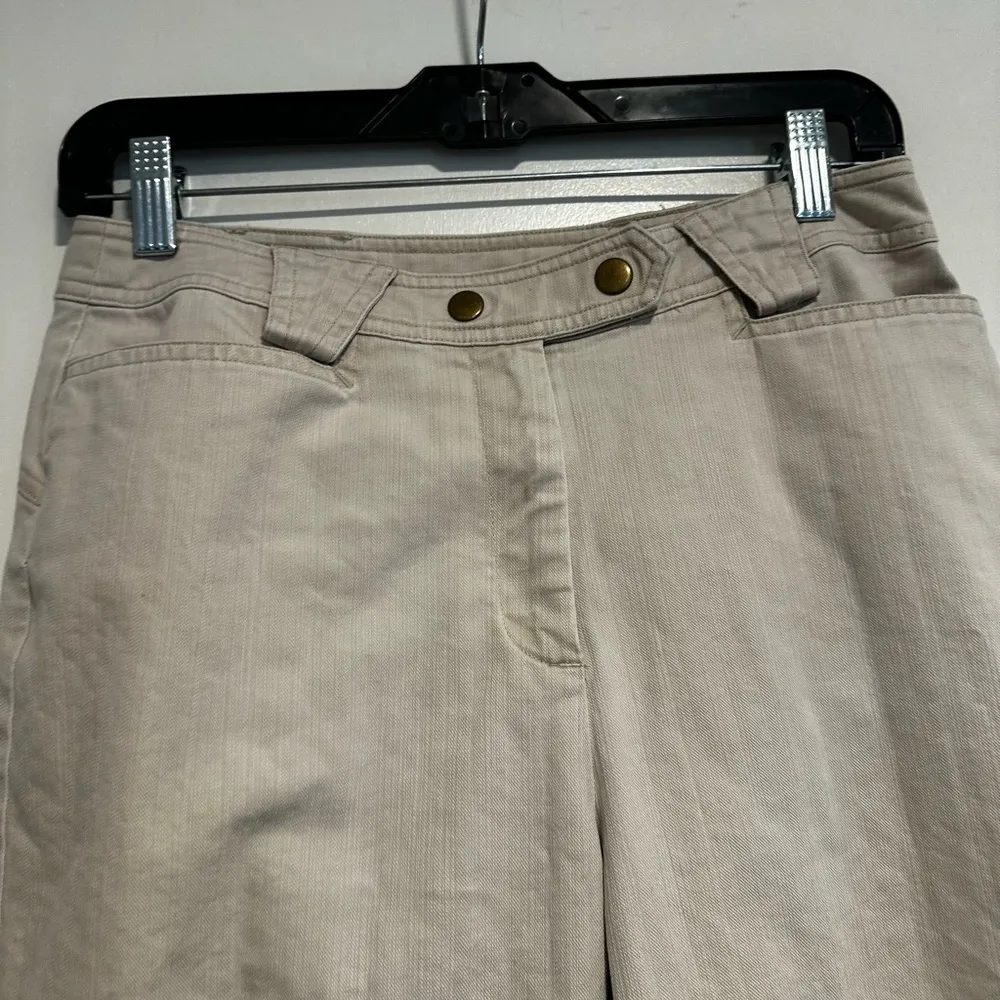 Talbots Women's Khaki Pants Size 4. Light Beige. Woven Fabric. Unique Waistband. - Image 8