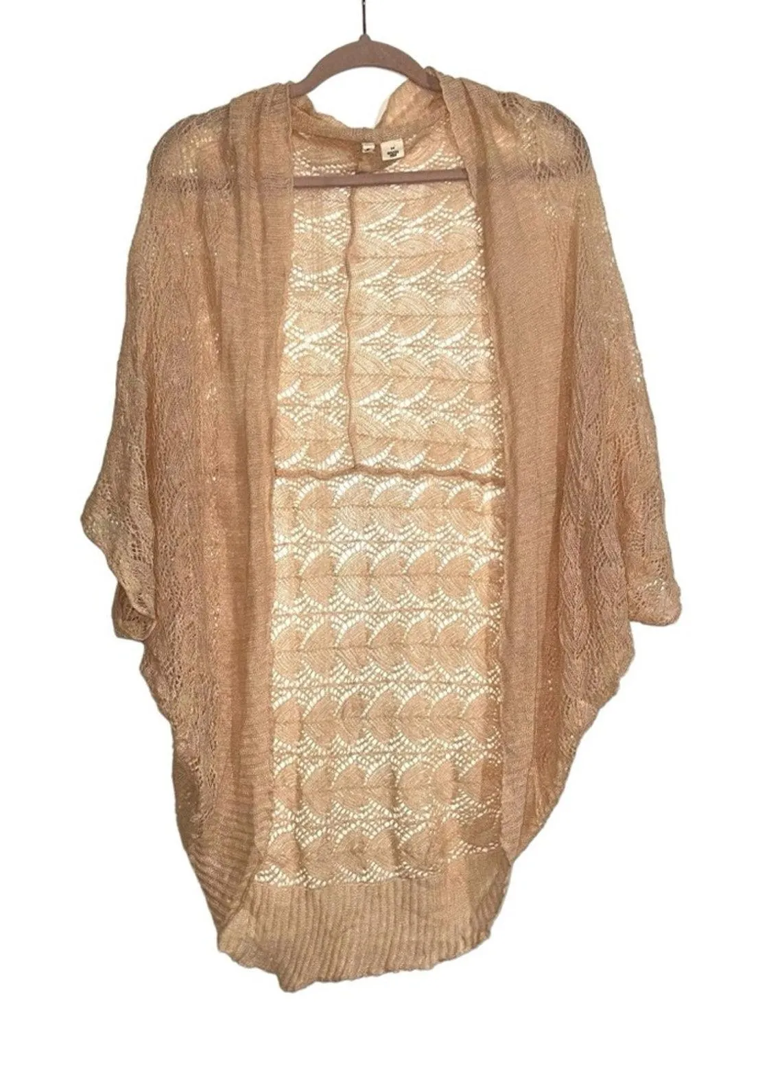 Anthropologie Moth Linen Open Knit Dusty Pink Duster Cardigan Open Front S/M Size M - Image 1