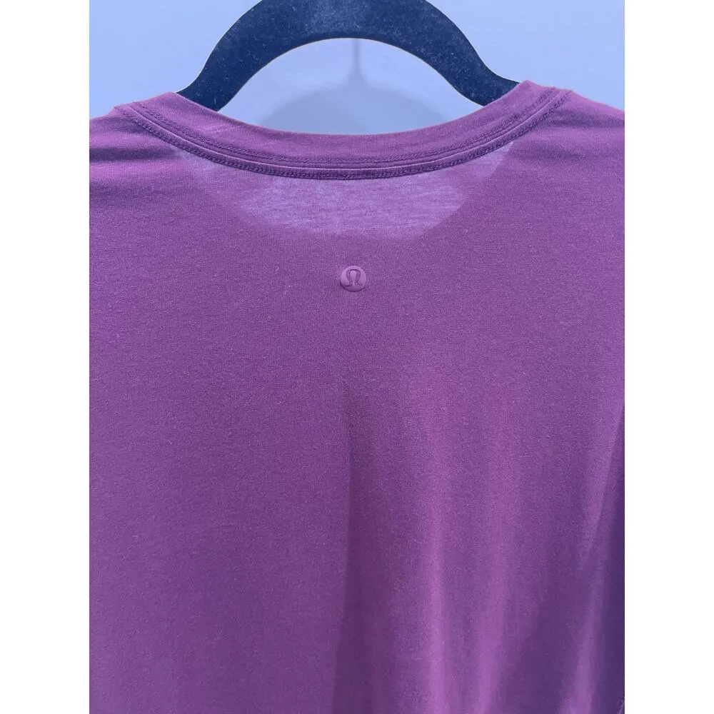Lululemon “Breathe Deeply” Garnet Burgundy Roll Around Tee Shirt Sz 6 - Image 4