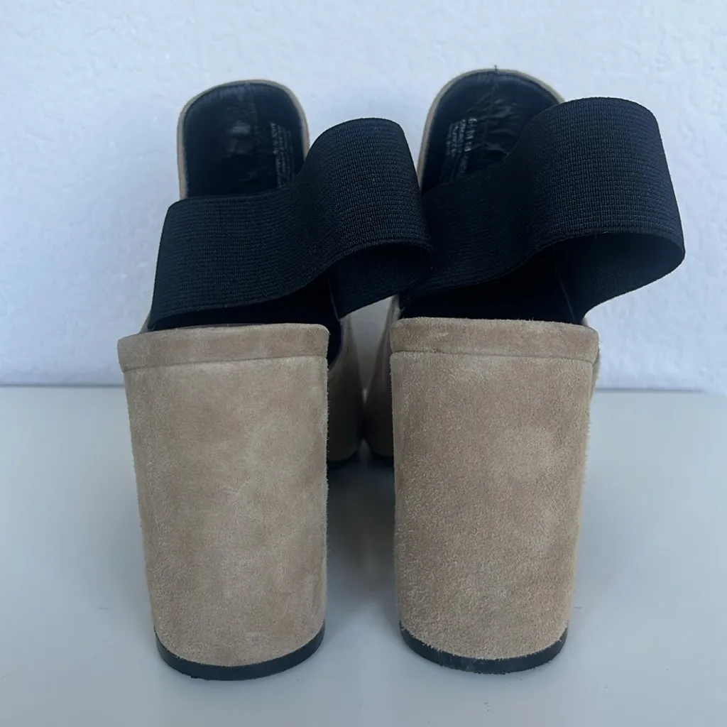 Treasure & Bond Sling Back Block Heel Suede Mules in Light Tan Grey Women's 6.5 - Image 6