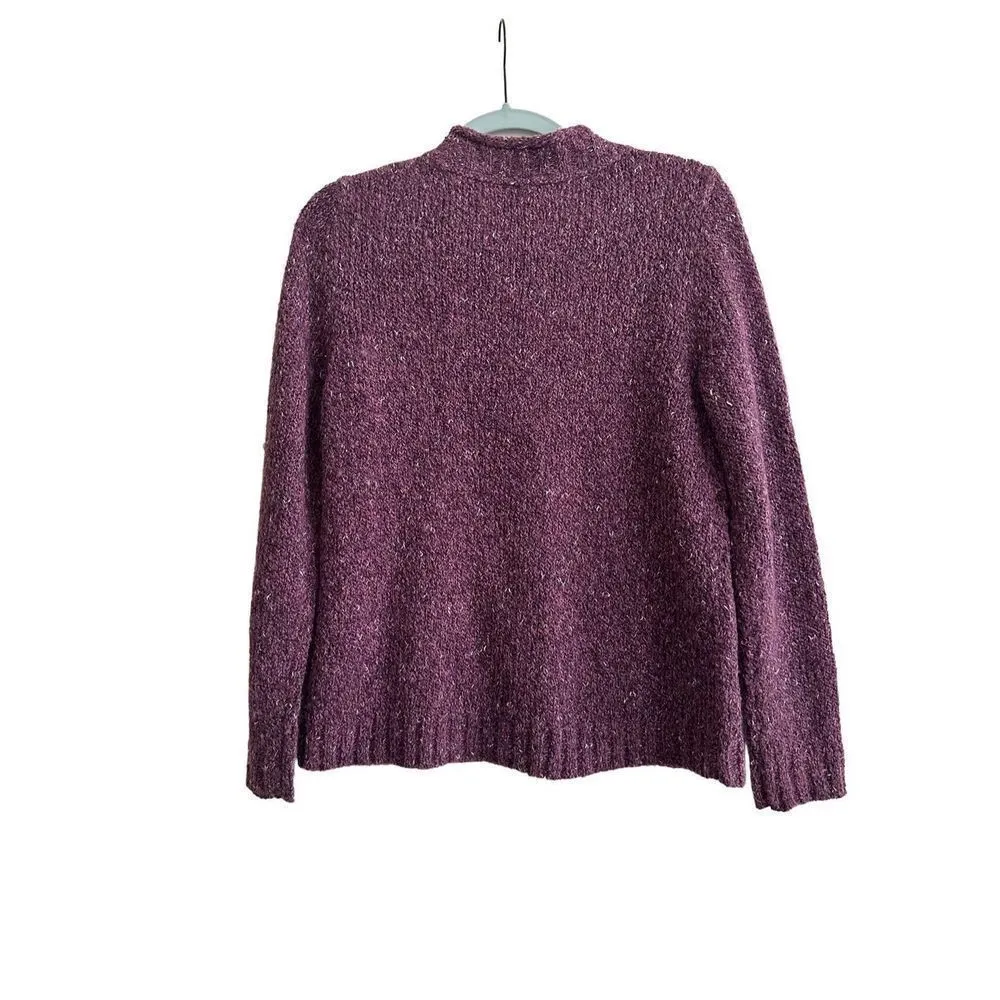 Charter Club Women's Purple Knit Long Sleeve Cardigan Sweater Stretch Size S - Image 2