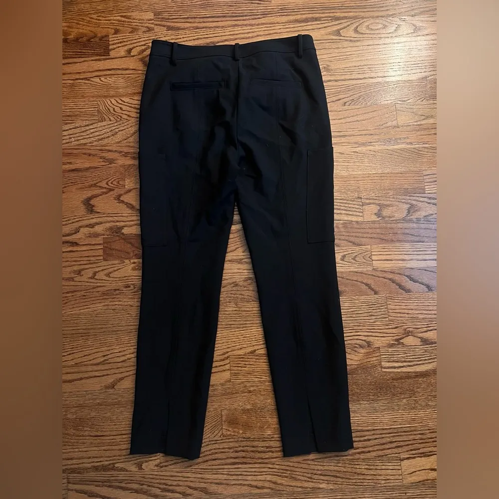 Tibi  Women’s Black Slim Trouser Pants Size 8 – Split Back Hems, Thigh Pockets - Image 4