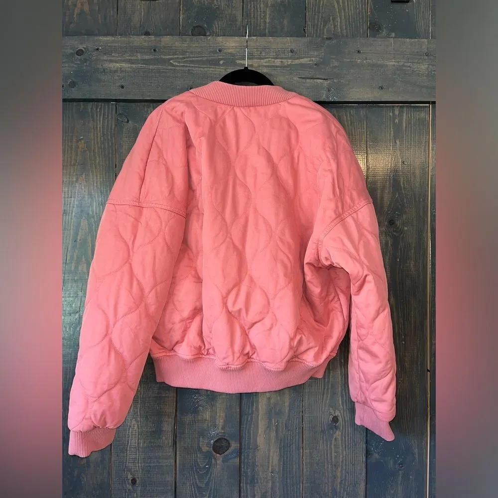 Universal Thread Coral Pink Quilted Bomber Jacket Retro‎ Style Medium - Image 6
