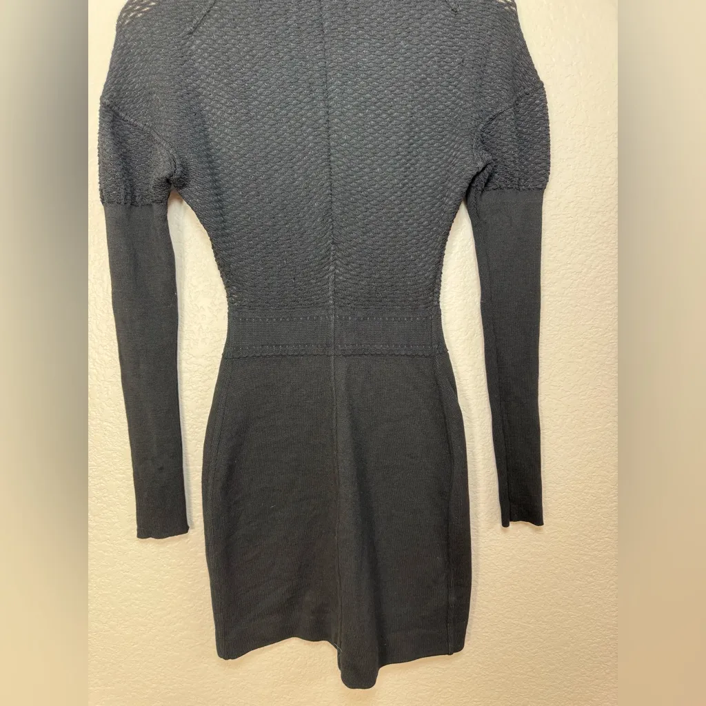 Vintage 1990’s Azzedine Alaïa Designer Black Wool Honeycomb Knit Mini Dress XS - Image 10
