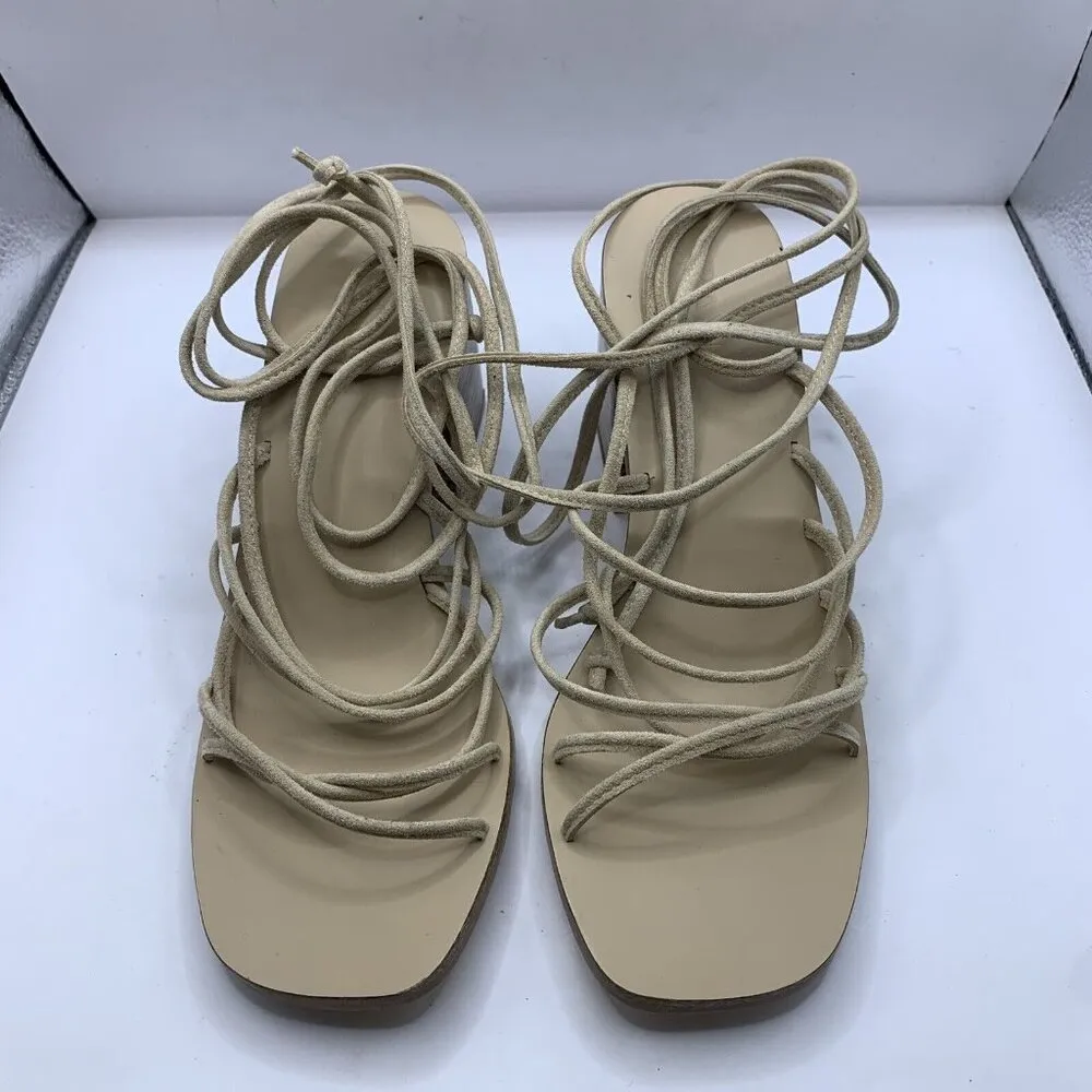 NWOB Raye Womens Voyage Heel Suede Square Toe Wrap Up Ankle Tie Size 7 E9 - Image 2