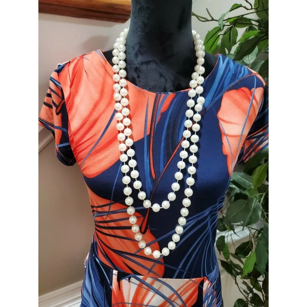 Cato Women Multicolor Floral Polyester RoundNeck ShortSleeve Knee Length Dress 8 - Image 2