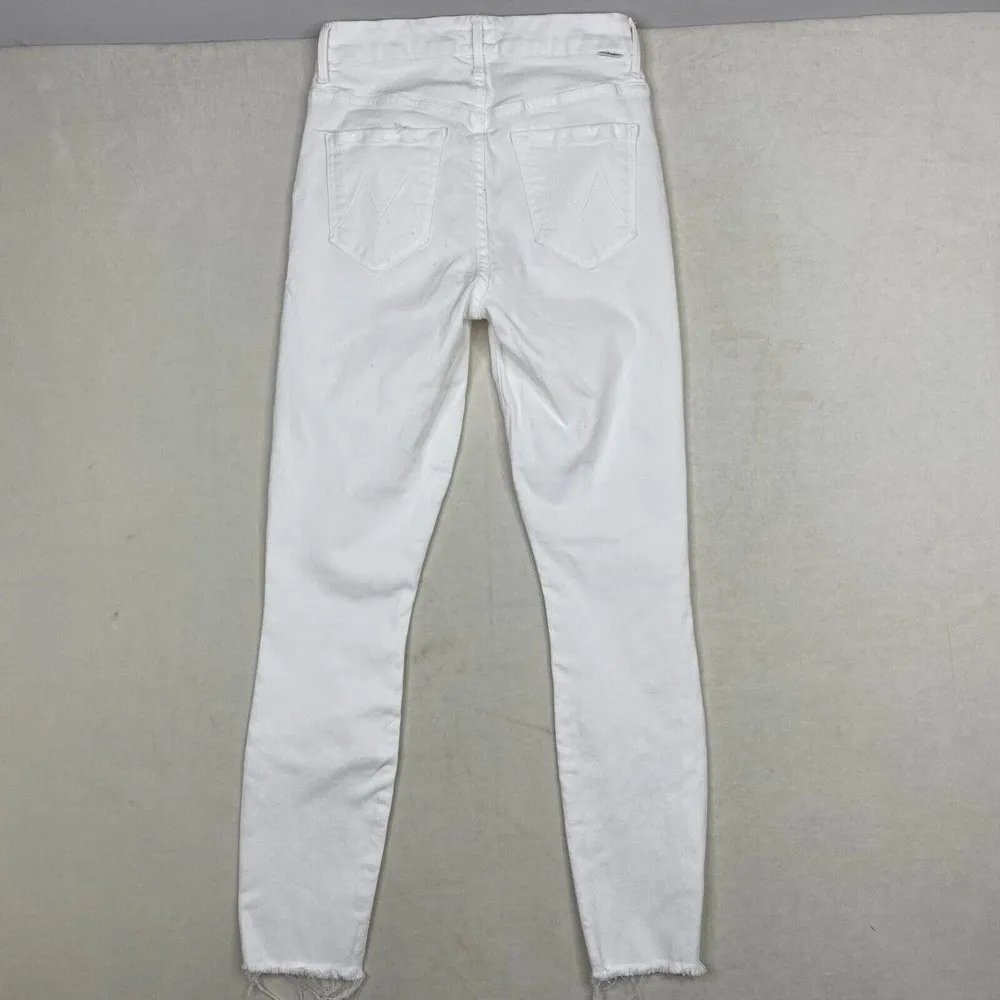 Mother Denim Fairest Of Them All White Denim High Waisted Looker Ankle Fray - Image 4