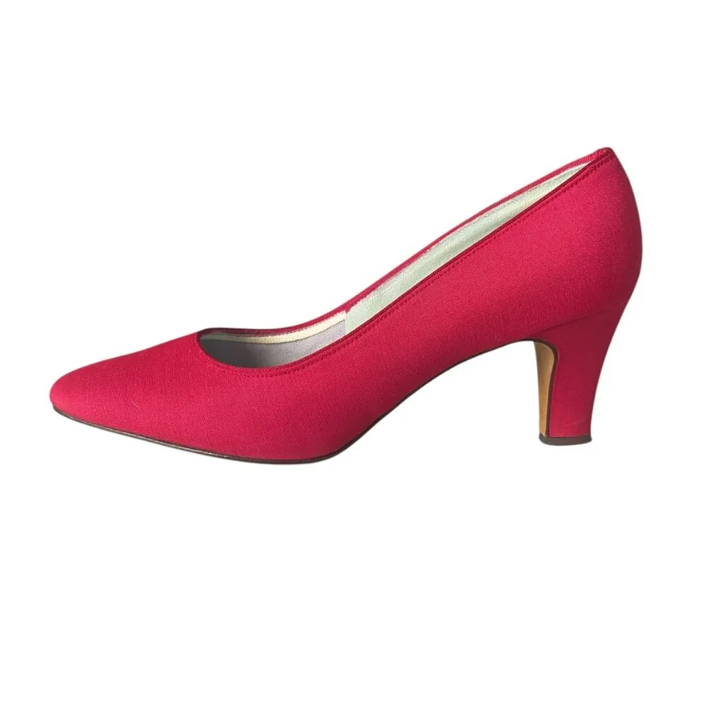 Pierre Debs cranberry 2.5" heels pumps slip on dress shoes special occasion Size 7.5 - Image 3