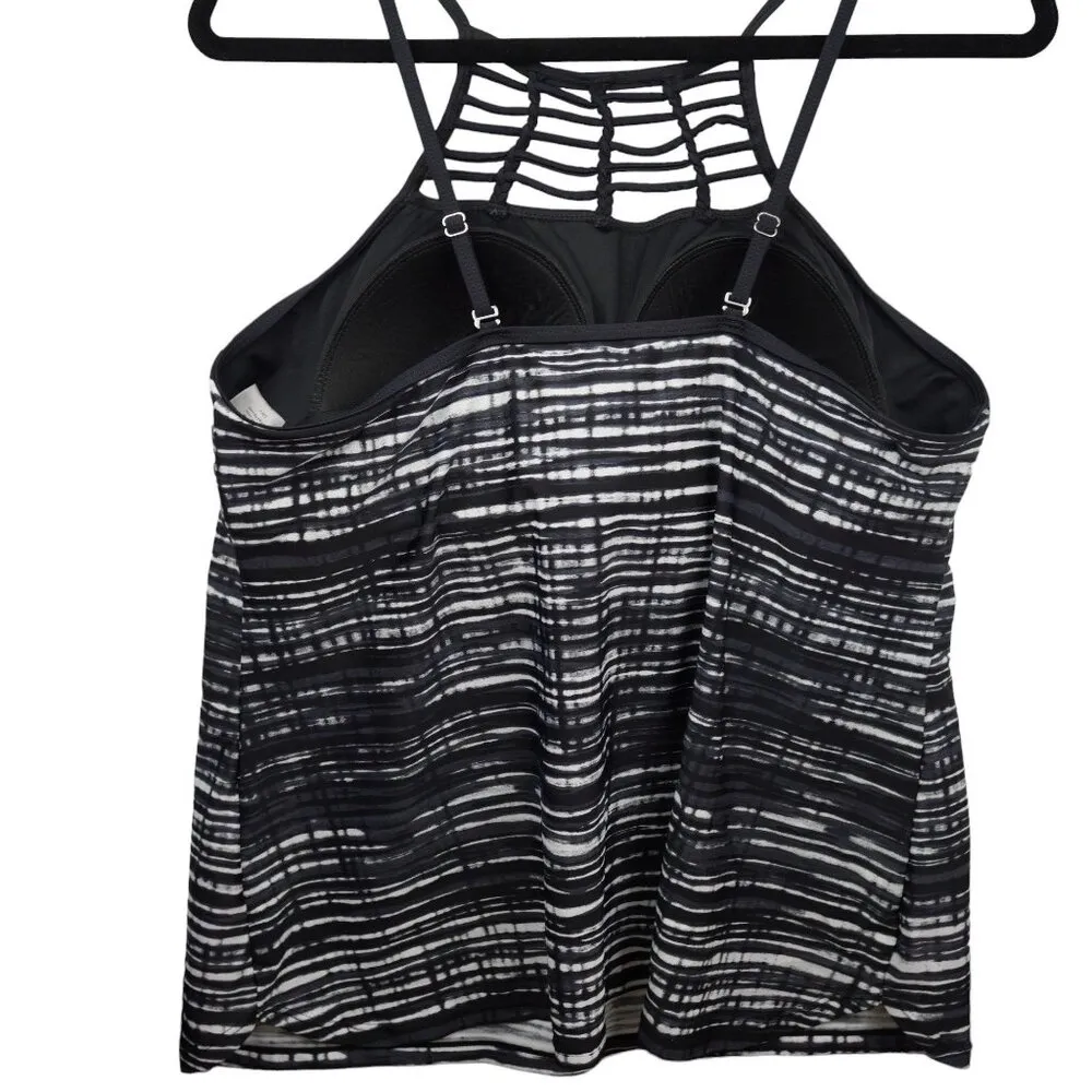 Free Country Womens Strappy Two-Piece Set High-Neck Tank Top & Shorts Black & Wh - Image 5