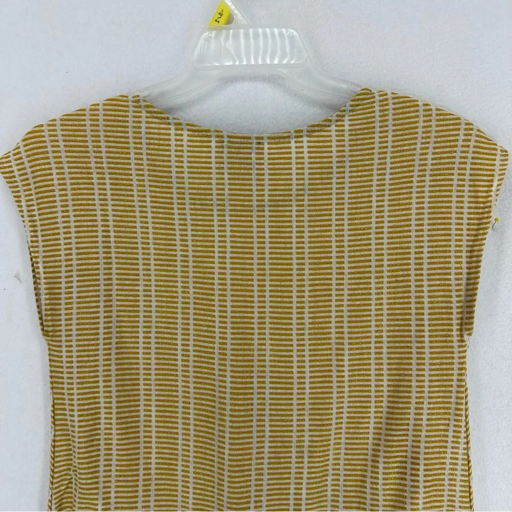 W5 Short Sleeve Striped T Shirt Blouse Womens Large Yellow - Image 6