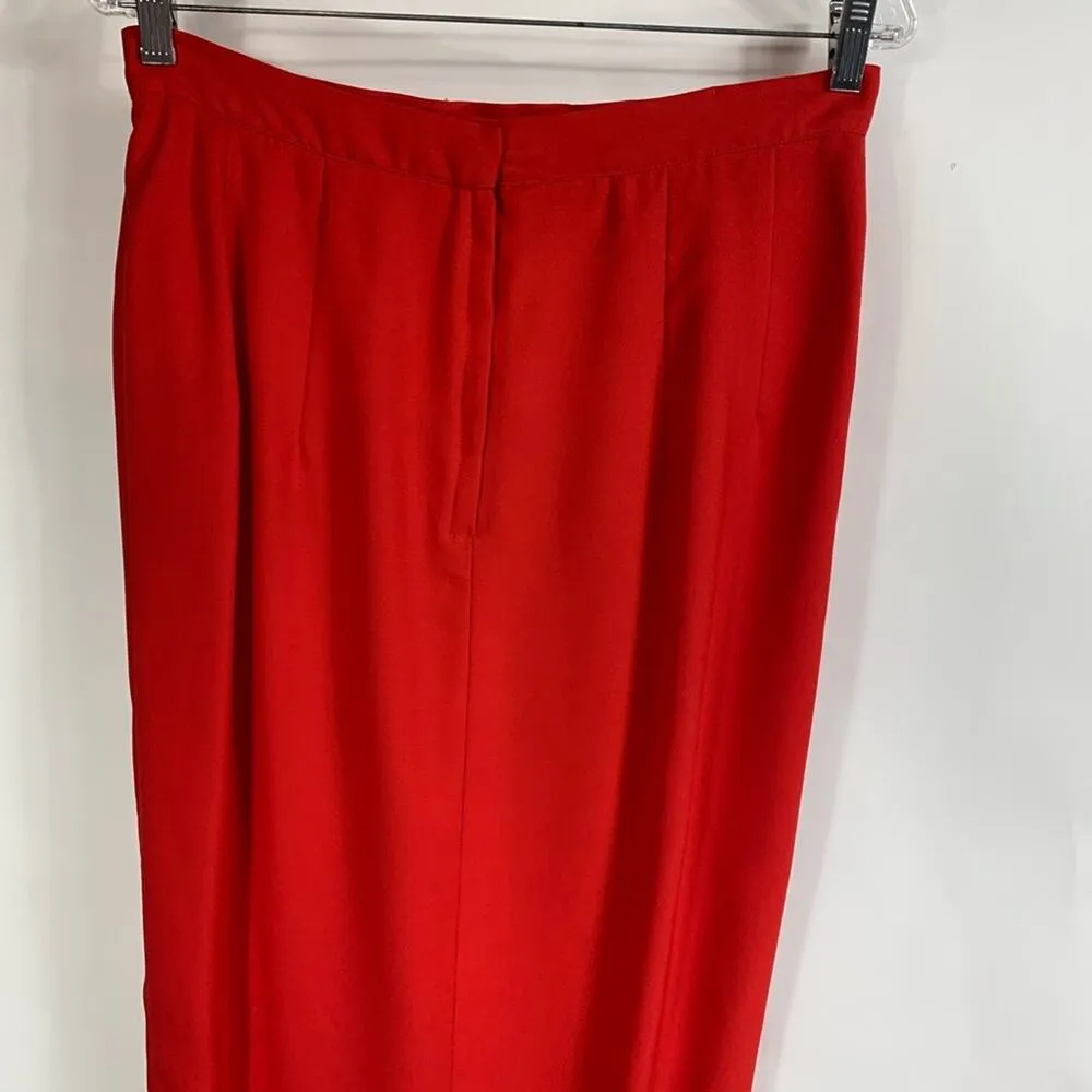Alyce Vintage Maxi Skirt Red Crepe 32" waist Size L - Image 5