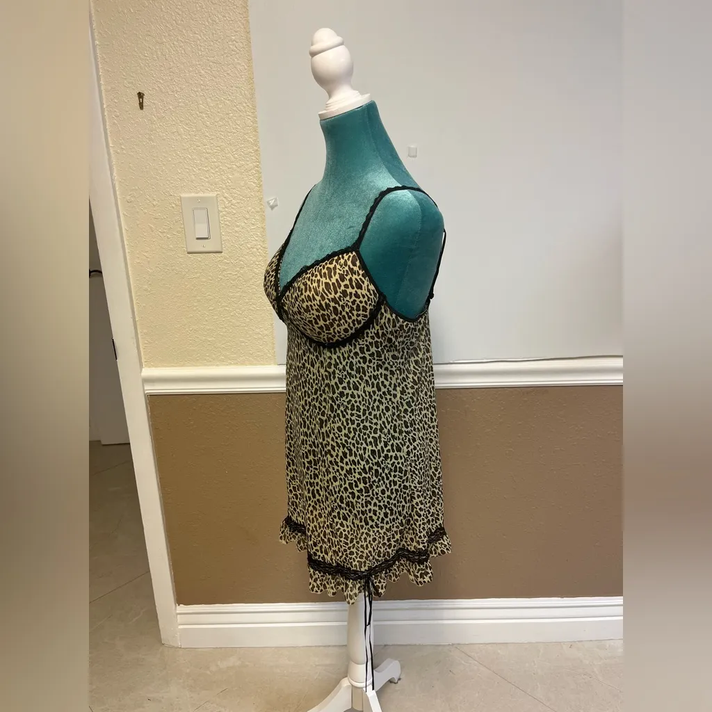 RAMPAGE‎ Intimates Vintage Mesh Leopard Print Slip Dress Built-In Bra (C/D Cup) - Image 3