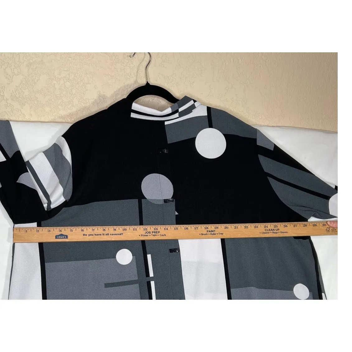 Ali Miles size 3X tunic black/white geometric 3/4 sleeve artsy lagenlook Black - Image 3