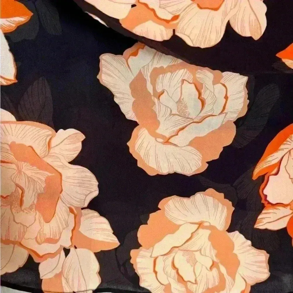 CAbi Blossom Floral‎ top navy ,orange, And Cream  sz Medium Tiered Layers - Image 6