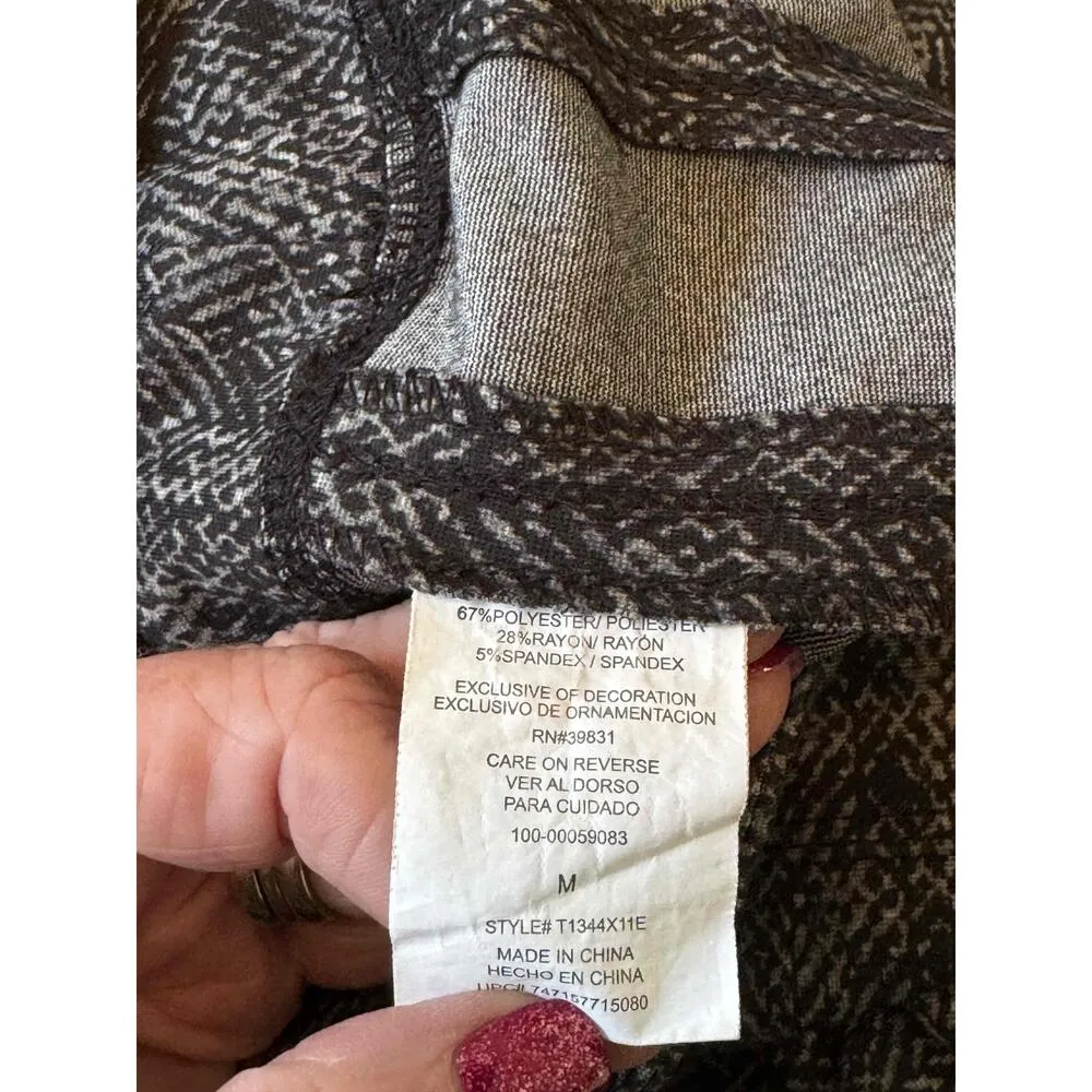 JOLT Heathered Grey Houndstooth‎ Pattern Elastic Waistband Leggings Pants Medium - Image 2