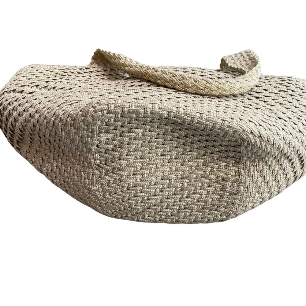 De Vecchi By Hamilton Hodge Woven Top Zip Beach Bag Natural Beige Italian Made Tan - Image 10