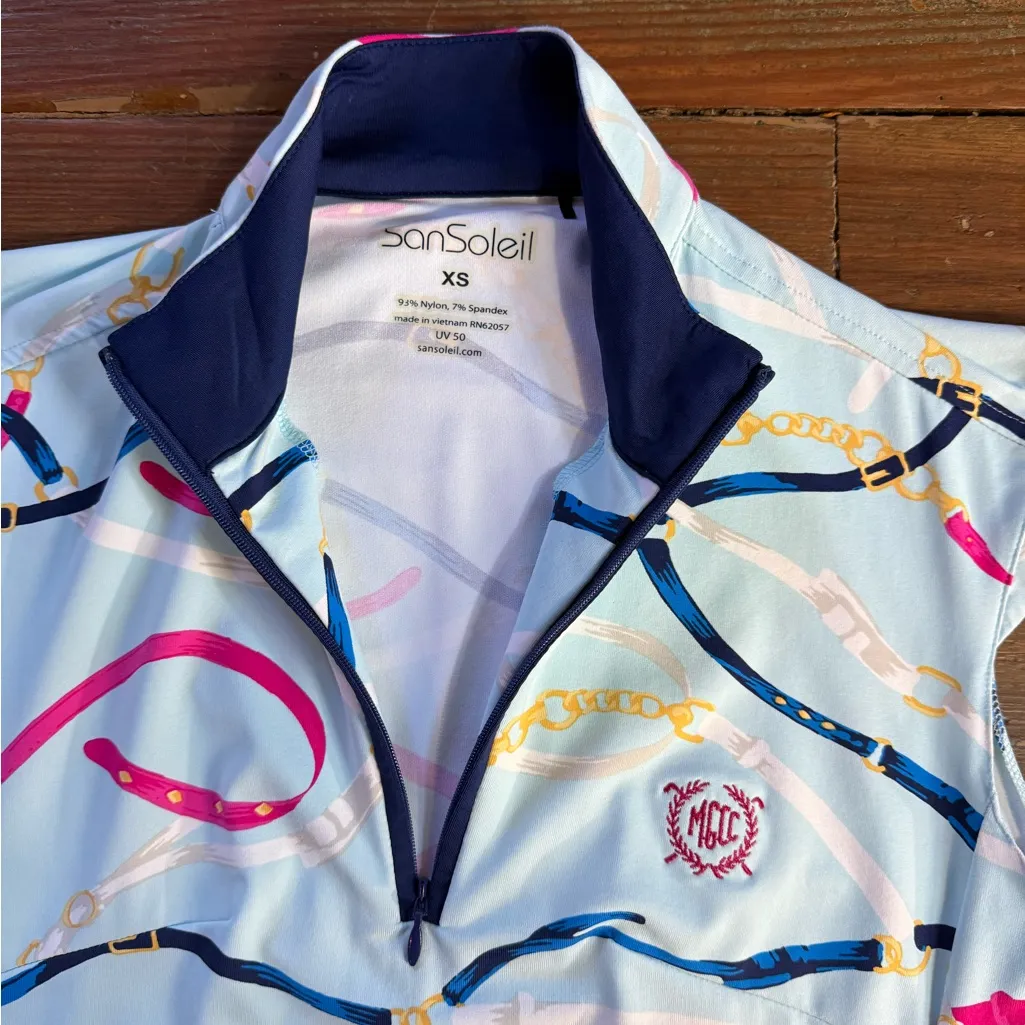 San Soleil Sleeveless 1/4 Zip Mock Neck UV 50 Dress ~ Size XS 💚🍄 Blue - Image 7