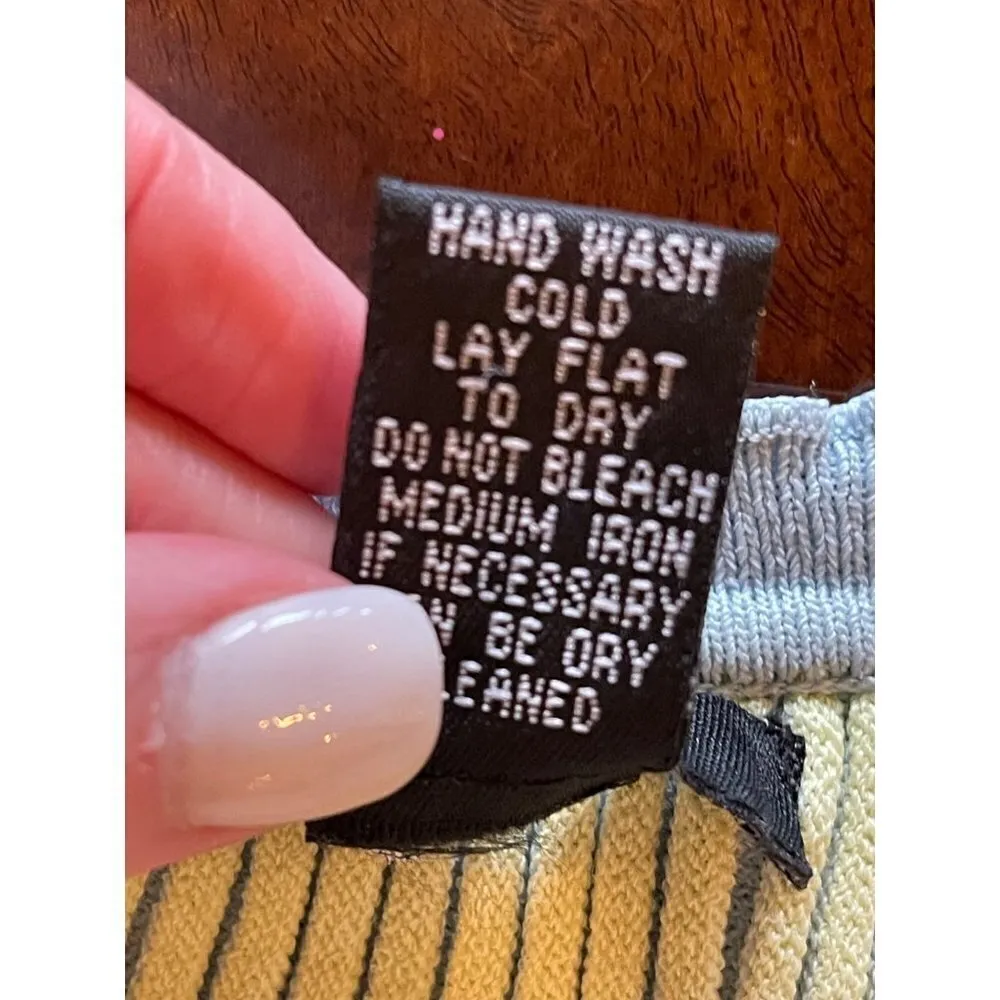 Dolce Cabo Blue And Yellow Ribbed Knit Ruffled Neckline‎ And Hem Tank Top M Size M - Image 8