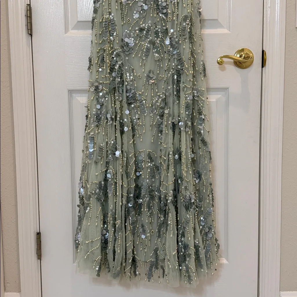 Mac Duggal 94151 Green Embellished One Shoulder Trumpet Gown with Flower Size 12 - Image 8