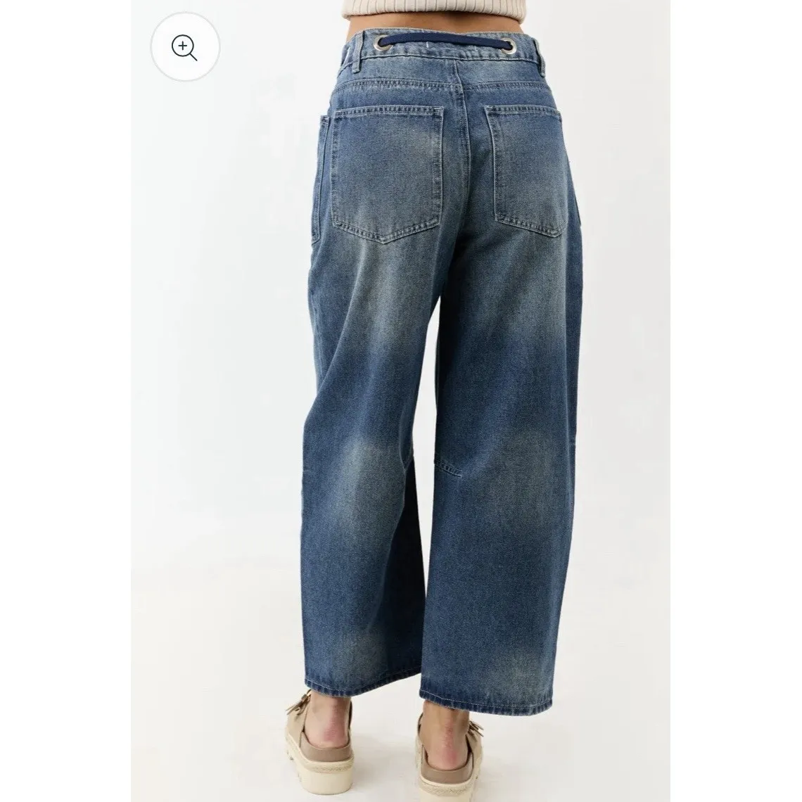 Very J Women's Rope Barrel Leg Blue Jeans Size 28 Wide Leg Boho Baggy - Image 2