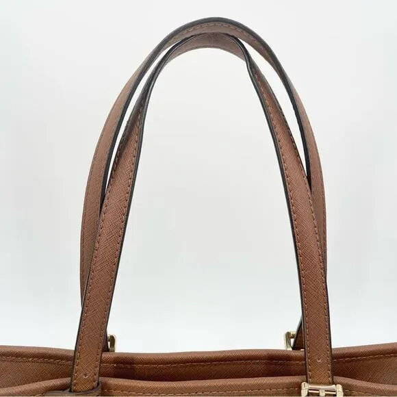 Michael Kors Tote Jet‎ Set Medium Top Zip Snap Pocket Tan - Image 4