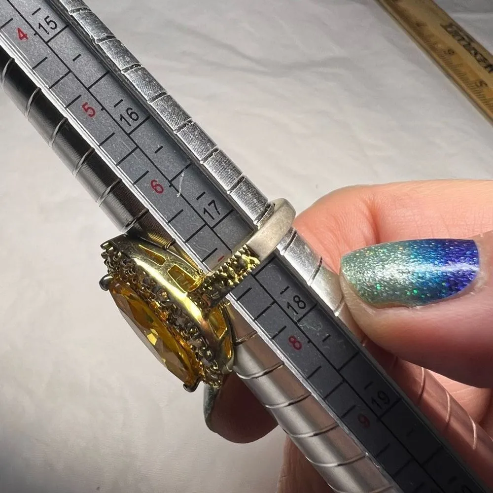 18K GF Citrine CZ Cocktail Ring‎ Gold - Image 12