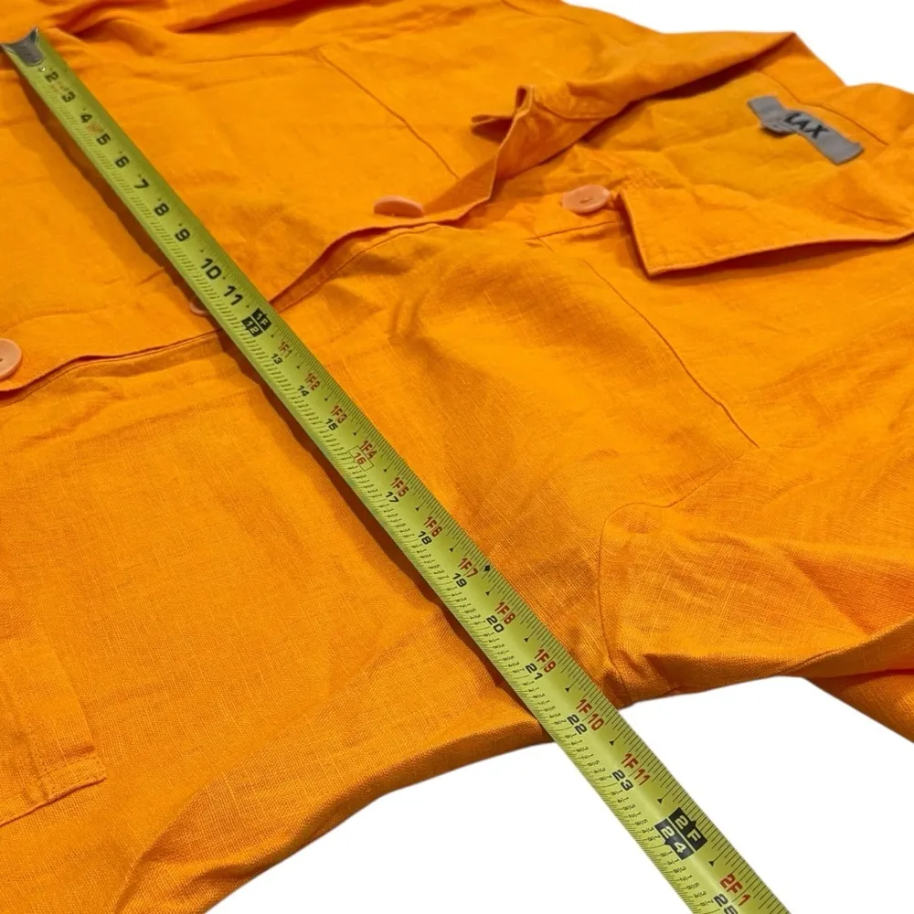 Flax by Jean Engelhart Orange Linen Artsy Lagenlook Lightweight Jacket Size M - Image 8