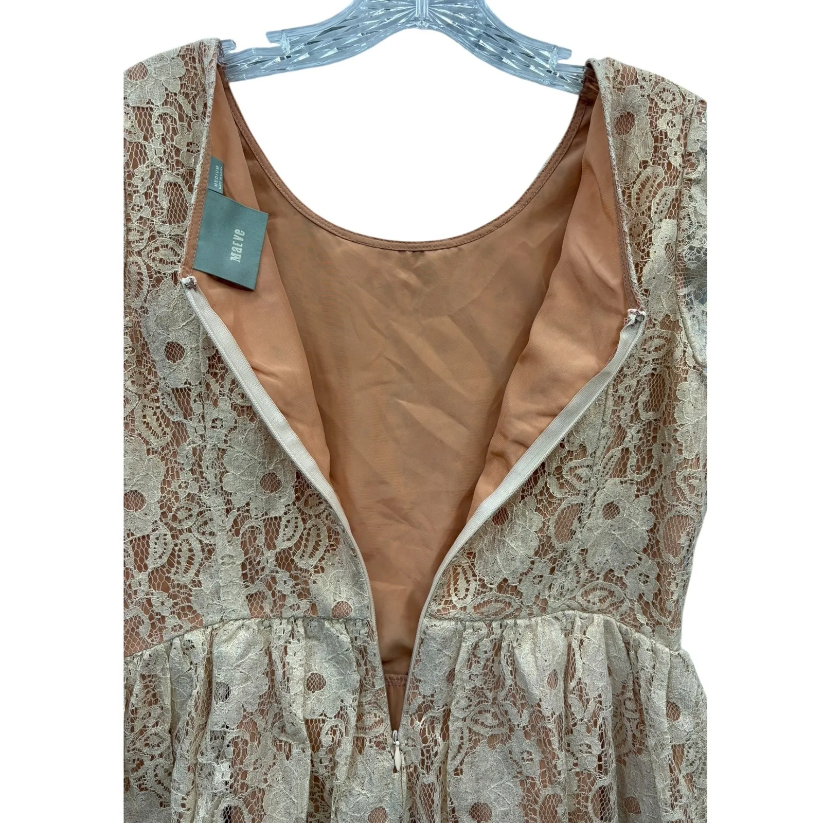 Anthropologie Maeve Women's Katrina Lace Shimmer Peplum Top Party Holiday M - Image 4