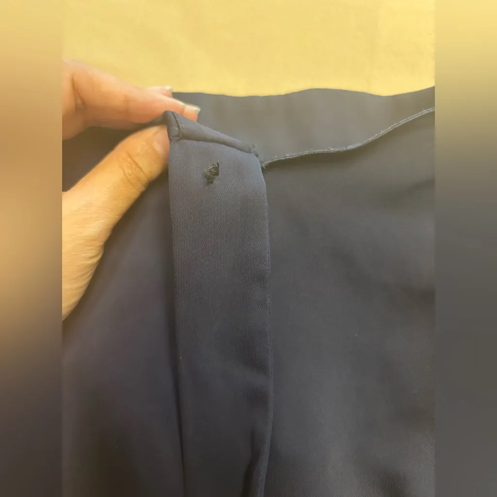 Zara Basic Women's XS Wrap Skirt Slit Midi Flowy Ruffles Navy Blue Bow - Image 9