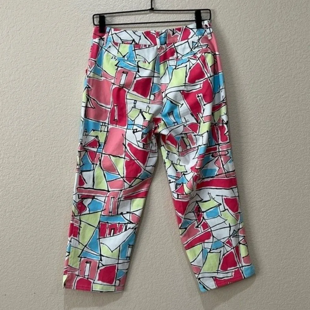 Talbots Colorful Geometric Cropped Pants Size 6 - Image 5