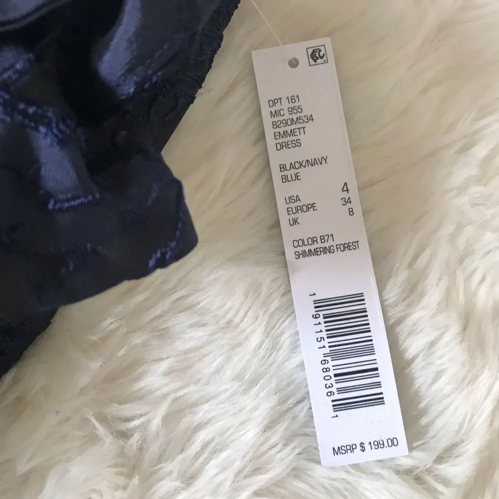 ANTONIO MELANI Strapless‎ Cocktail Dress Midi Embroidered Navy Blue Size 4 New - Image 8