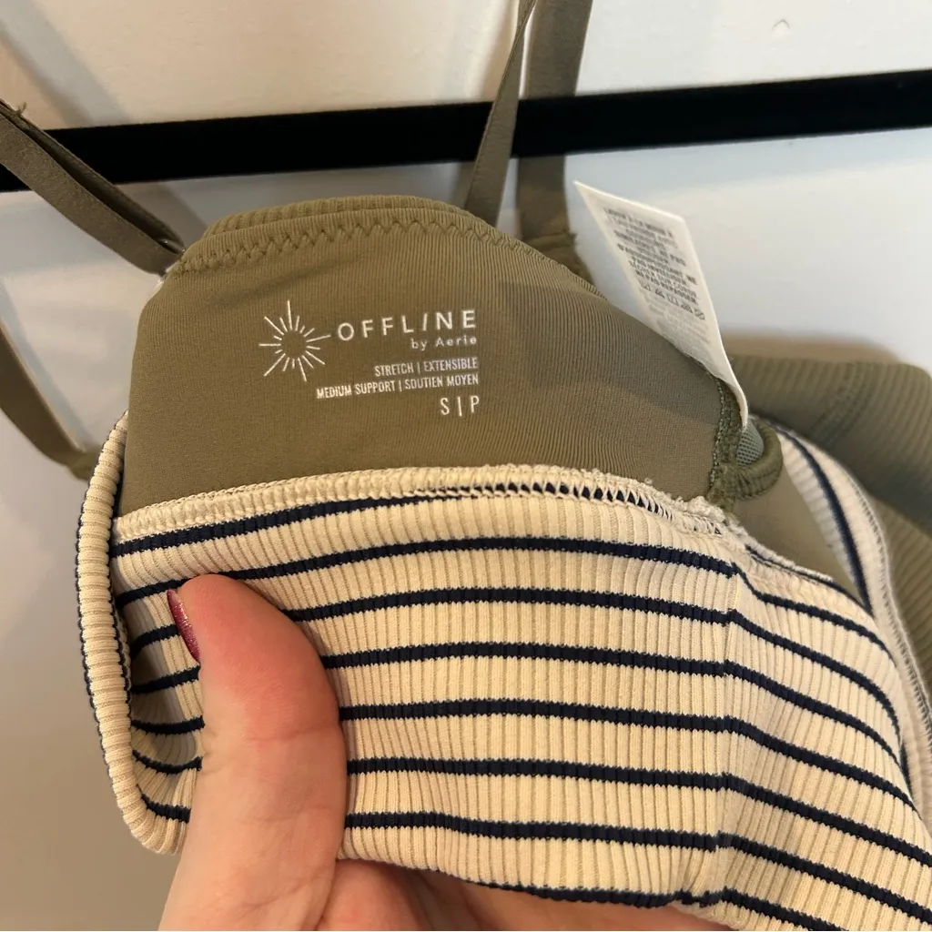 OFFLINE By Aerie Ribbed Scoop Sports Bra, Courtyard, Small - Image 8