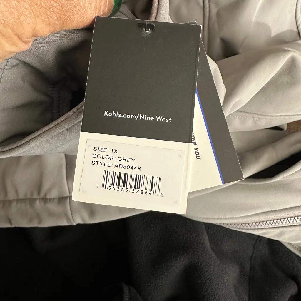 Nine West Jacket Womens 1X Gray West Modern Soft Shell Hooded Heat Insulated NEW - Image 8