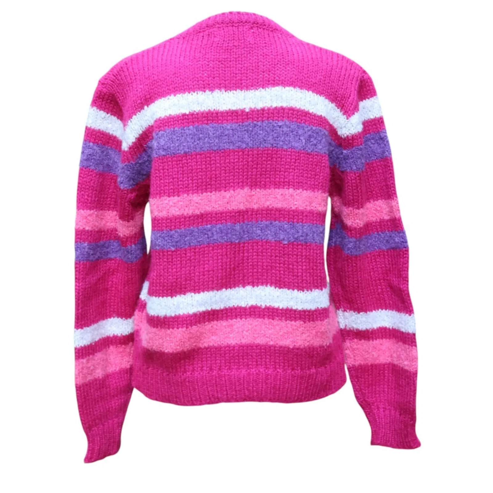 Vtg 80s Penguin Isle Striped‎ Sweater Cozy Fuzzy Maximalist Dopamine Wool Size L Size L - Image 4