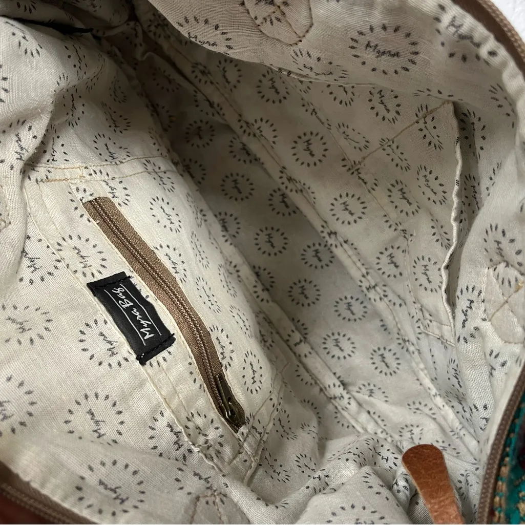 Myra Bag crossbody purse Aztec weave and canvas Cow Hair accent Brown - Image 6