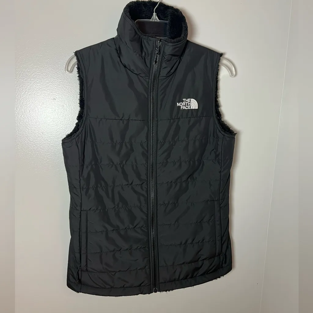 The North Face Mossbud Insulated Reversible Fleece Puffer Vest Black Size Small - Image 2