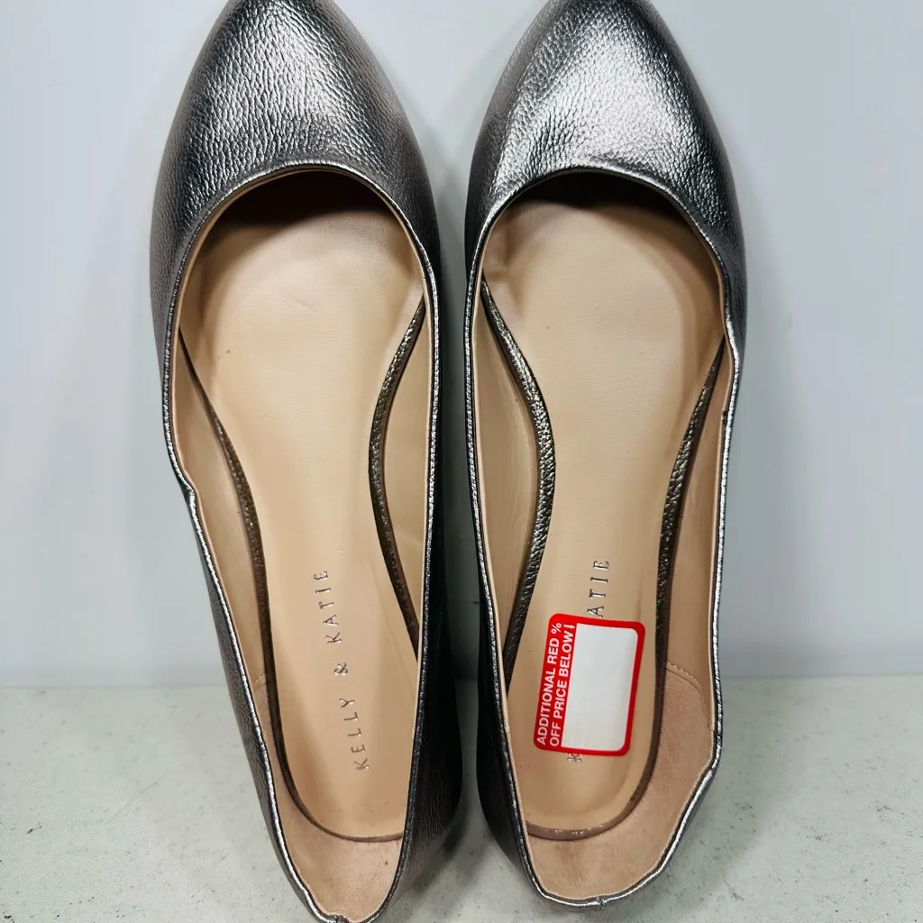 Kelly & Katie Speakup ballet flats in metallic pewter leather. Size 9,5 Silver - Image 5