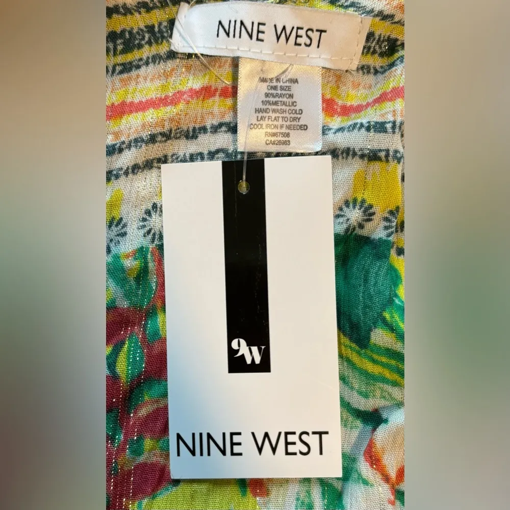 NWT Nine West Tropical Swimsuit Cover Up/ Ruana with Fringe - Image 7