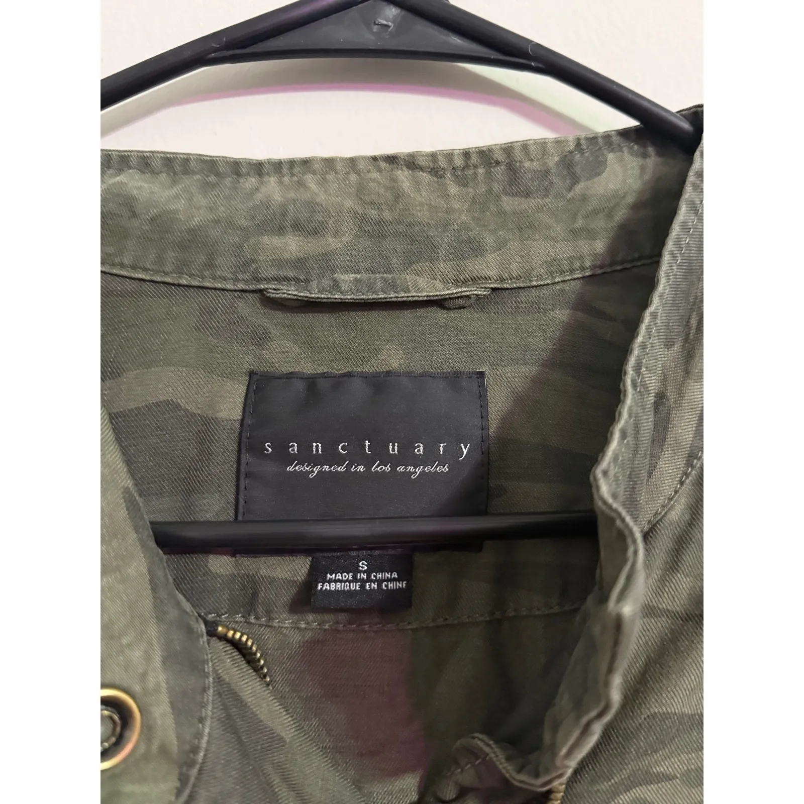 Sanctuary Camo Utility Jacket Women Size Small Lightweight Military Style Green - Image 3