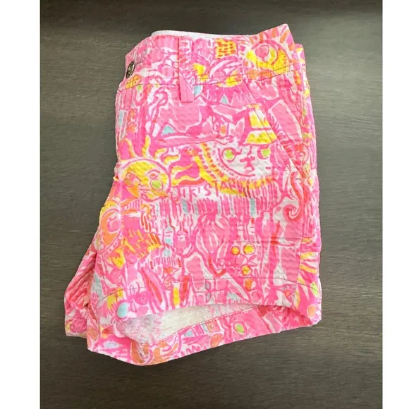 Lilly Pulitzer  Callahan Shorts Pink Print Casual Everyday Sunny Day Size 0 - Image 2