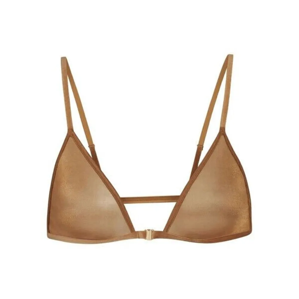 SKIMS Sparkle Glissenette Front Close Triangle Bralette Tan Brown Chai 3X NWT - Image 8