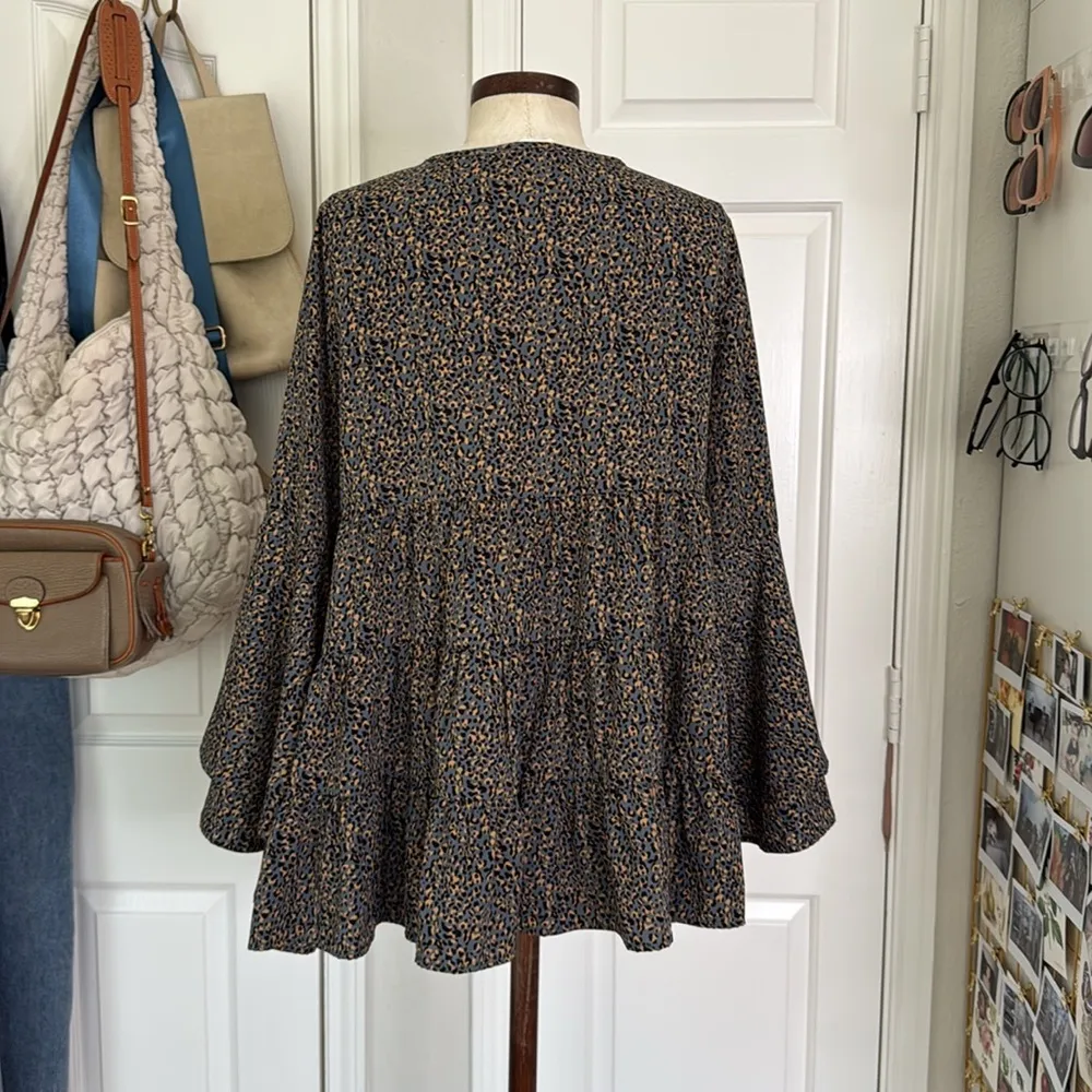 Andthewhy leopard tiered bell sleeve blouse - Image 10
