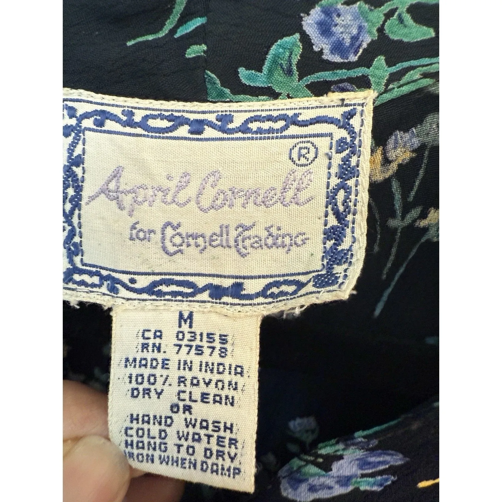 April Cornell For Cornell Trading Sz. M Maxi Dress Jacobean Floral Prairie Size M - Image 4