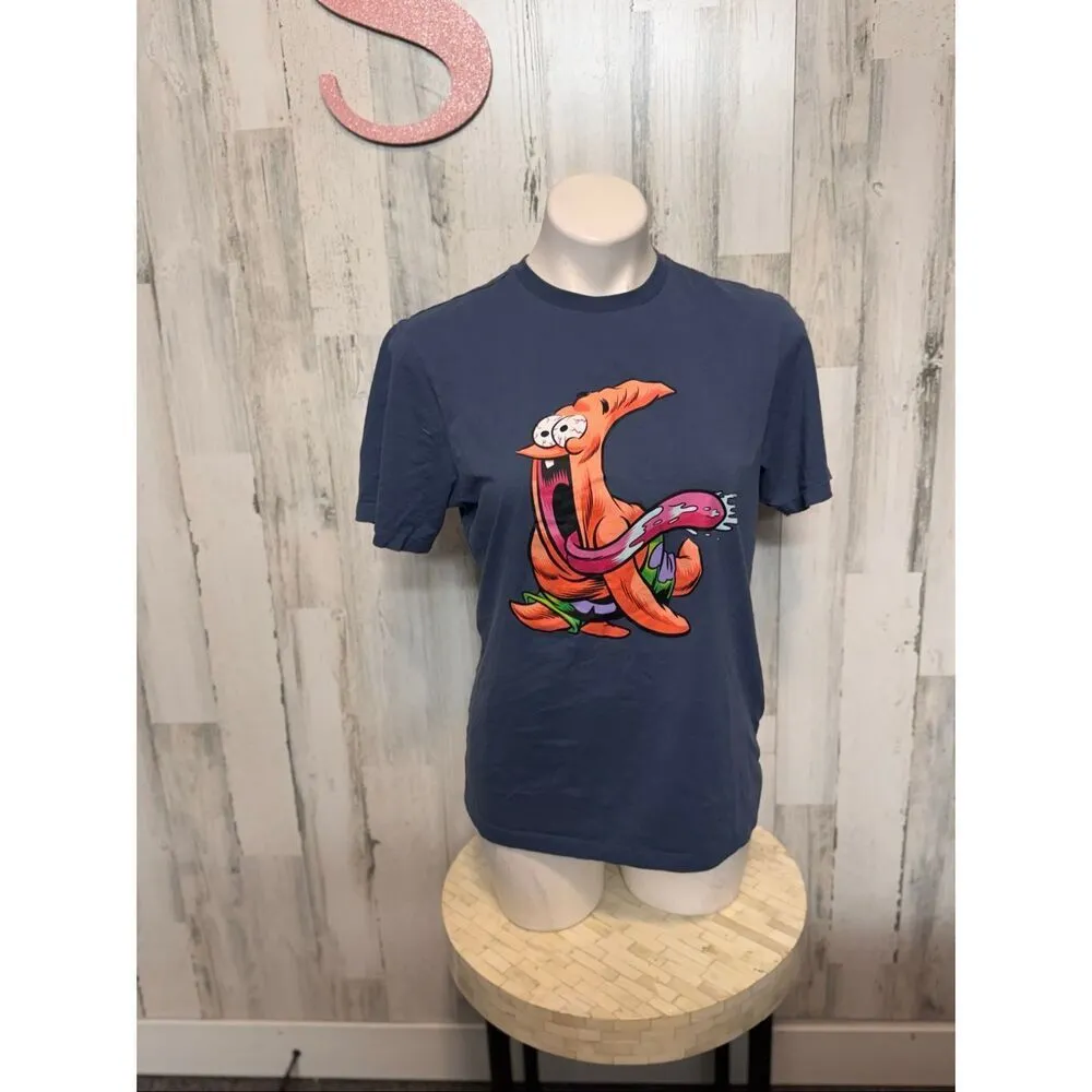 Primark x Nickelodeon SpongeBob SquarePants Patrick Star Graphic Tee Navy XS - Image 5