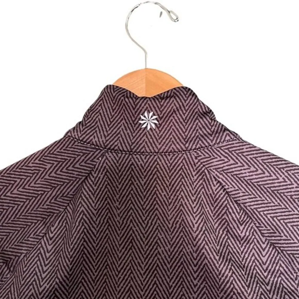 Athleta Quarter Zip Compression Pullover Gray Herringbone Print Women’s Size XS - Image 4