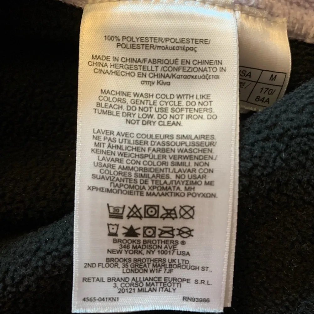 Brooks Brothers 346 Black 1/4 Zip Fleece Pullover - Image 7