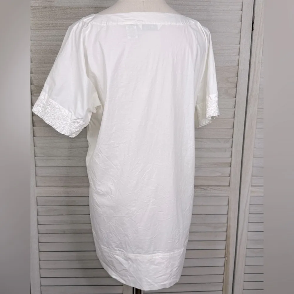 ORVIS White Embroidered Short Sleeve Tunic Top-Large - Image 3