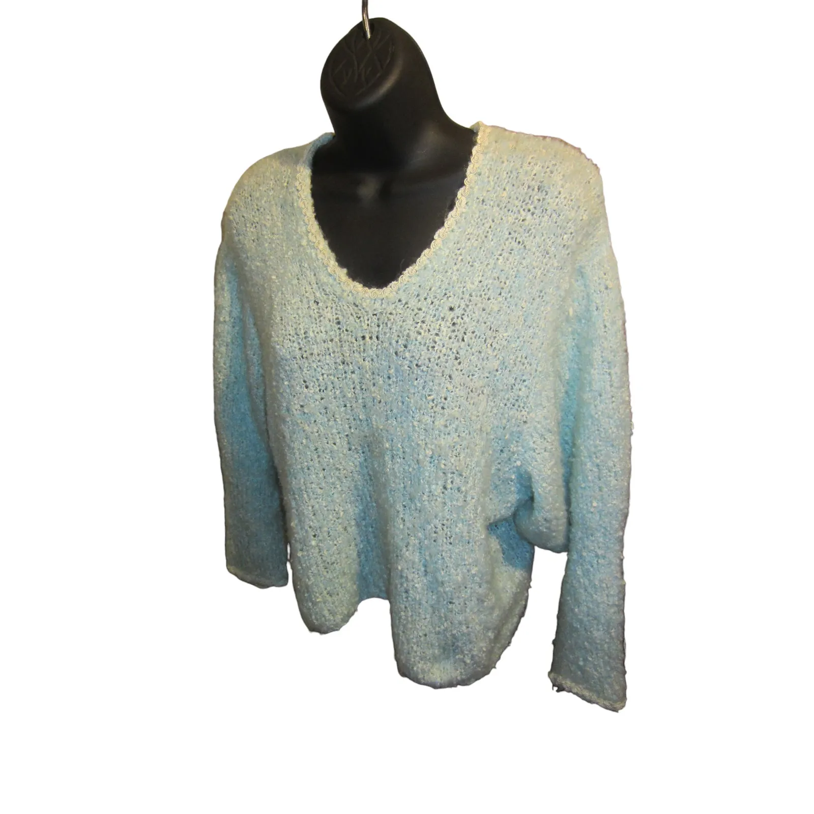Vintage Handmade Pastel Blue Textured Knit Sweater Women’s Small - Image 2