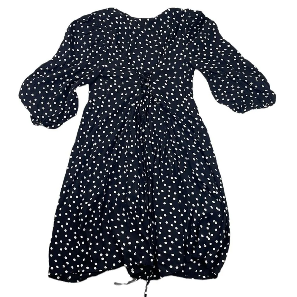 Maurices Black Polka Dot Babydoll Mini Dress. 3/4 Sleeves, Tie Back. Size S NEW - Image 10