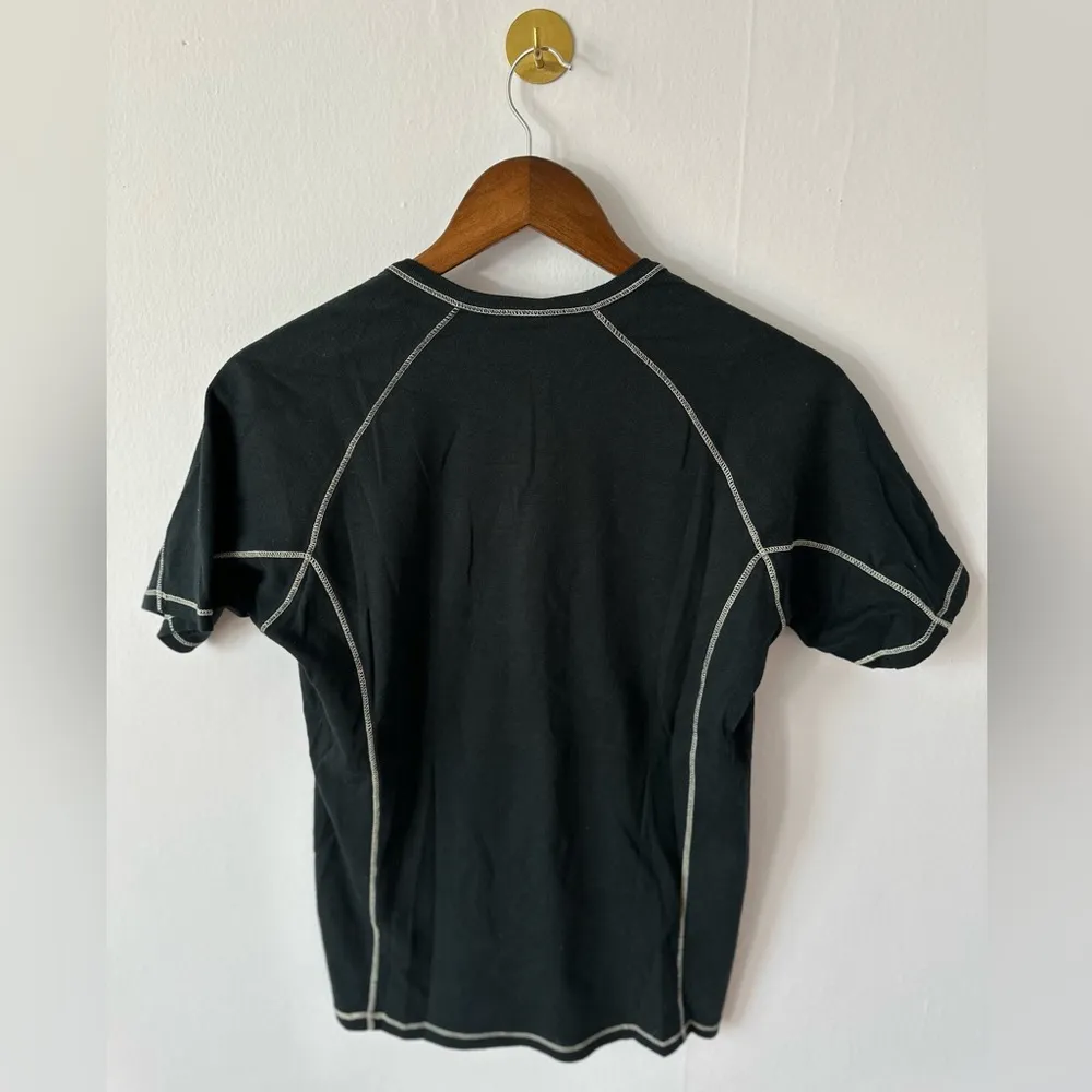 Armani exchange pima cotton t-shirt M contrast stitched black and white v neck - Image 7